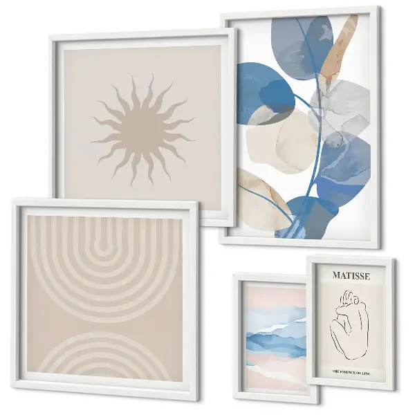 Gallery wall met stijlvolle abstracte planten