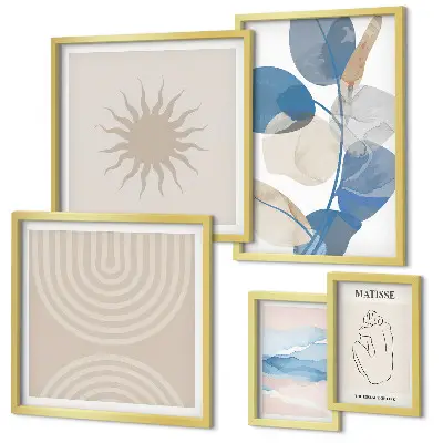 Gallery wall met stijlvolle abstracte planten