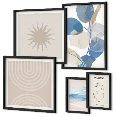 Gallery wall met stijlvolle abstracte planten