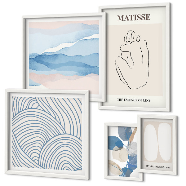 Wanddecoratie compositie Stijlvolle abstracte natuurafbeeldingen