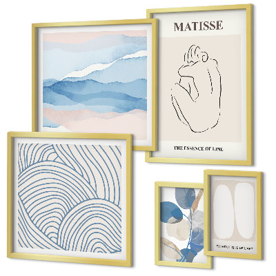 Wanddecoratie compositie Stijlvolle abstracte natuurafbeeldingen