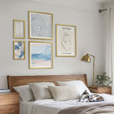 Wanddecoratie compositie Stijlvolle abstracte natuurafbeeldingen