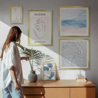 Wanddecoratie compositie Stijlvolle abstracte natuurafbeeldingen