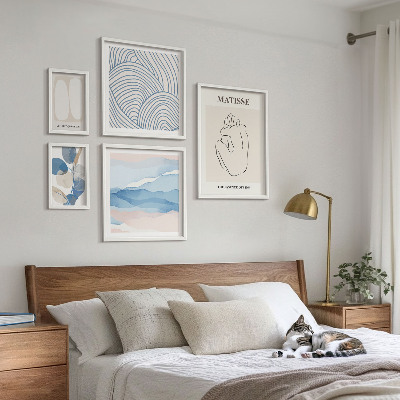 Wanddecoratie compositie Stijlvolle abstracte natuurafbeeldingen
