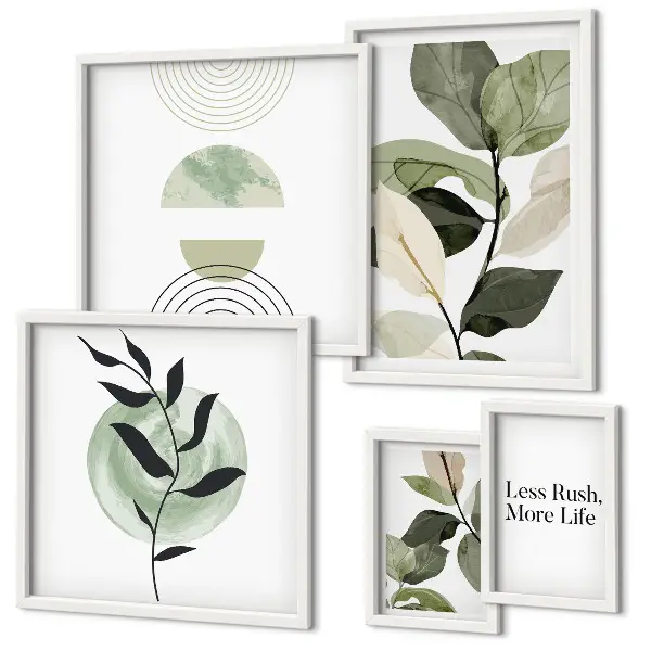 Moderne schilderijen set stijlvolle wanddecoratie met plantenmotieven