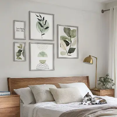Moderne schilderijen set stijlvolle wanddecoratie met plantenmotieven