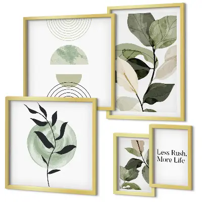 Moderne schilderijen set stijlvolle wanddecoratie met plantenmotieven