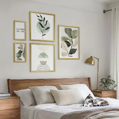 Moderne schilderijen set stijlvolle wanddecoratie met plantenmotieven