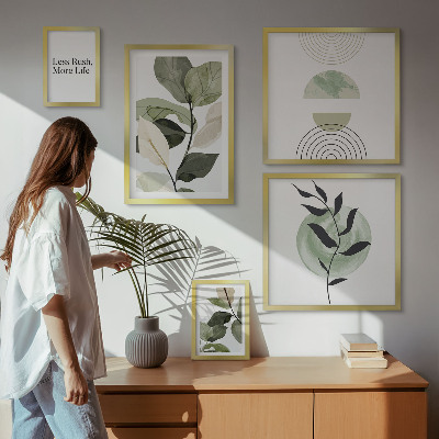 Moderne schilderijen set Stijlvolle interieurafbeeldingen met plantenmotieven