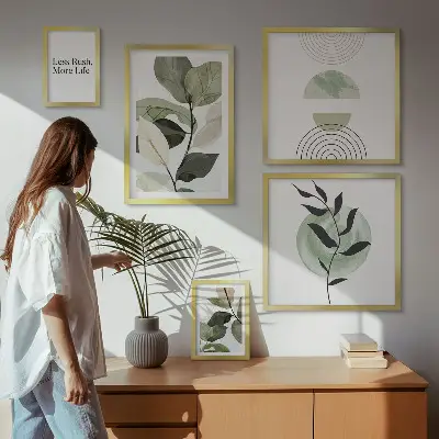 Moderne schilderijen set stijlvolle wanddecoratie met plantenmotieven