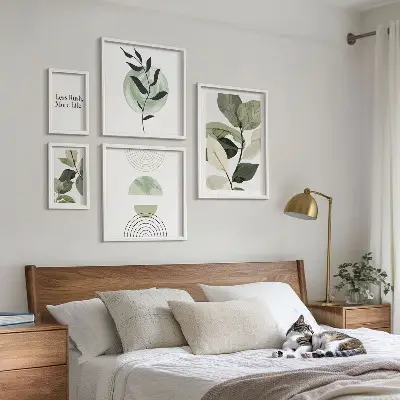 Moderne schilderijen set stijlvolle wanddecoratie met plantenmotieven