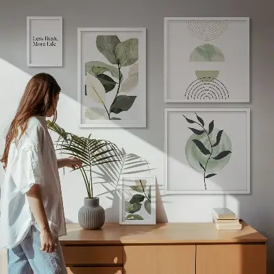 Moderne schilderijen set stijlvolle wanddecoratie met plantenmotieven