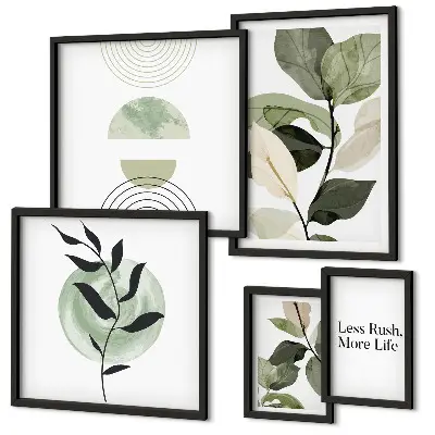 Moderne schilderijen set stijlvolle wanddecoratie met plantenmotieven