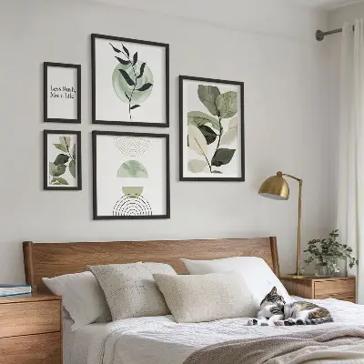 Moderne schilderijen set stijlvolle wanddecoratie met plantenmotieven