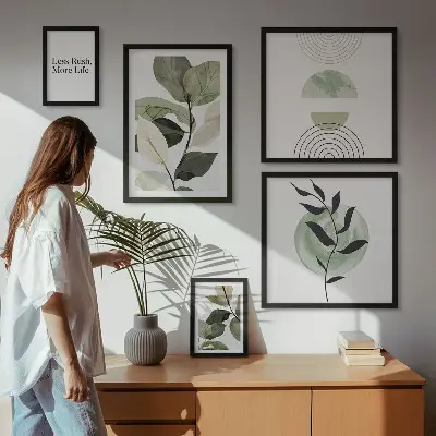 Moderne schilderijen set stijlvolle wanddecoratie met plantenmotieven
