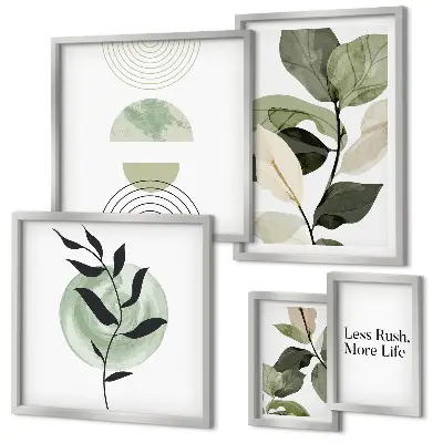 Moderne schilderijen set stijlvolle wanddecoratie met plantenmotieven
