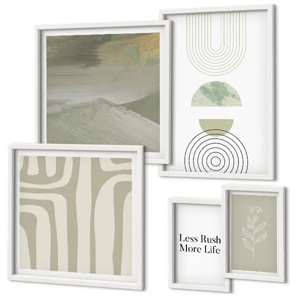 Gallery wall stijlvolle natuurafbeeldingen in pastelkleuren