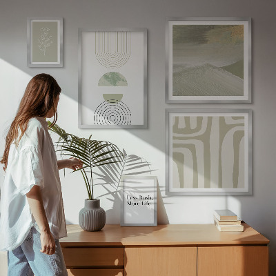 Gallery wall Stijlvolle pastelkleurige natuurafbeeldingen