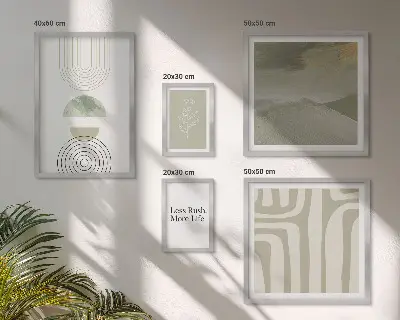 Gallery wall stijlvolle natuurafbeeldingen in pastelkleuren