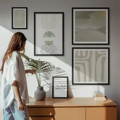 Gallery wall stijlvolle natuurafbeeldingen in pastelkleuren