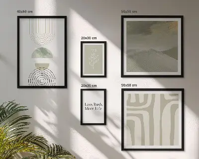 Gallery wall stijlvolle natuurafbeeldingen in pastelkleuren