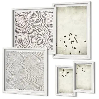 Moderne schilderijen set Minimalistische vogelschilderij