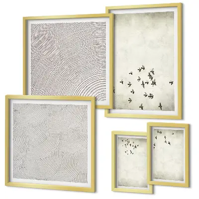 Set van minimalistische vogelschilderijen moderne kunstset