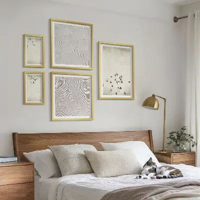 Set van minimalistische vogelschilderijen moderne kunstset