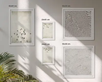 Set van minimalistische vogelschilderijen moderne kunstset