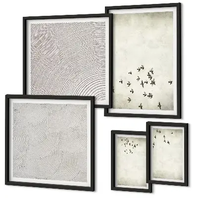Set van minimalistische vogelschilderijen moderne kunstset