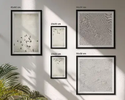 Set van minimalistische vogelschilderijen moderne kunstset