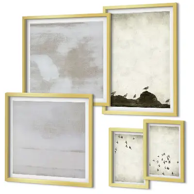 Wanddecoratie compositie Minimalistische vogels in vlucht