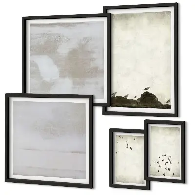 Wanddecoratie compositie Minimalistische vogels in vlucht