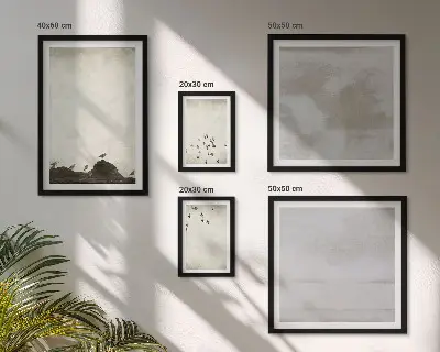 Wanddecoratie compositie Minimalistische vogels in vlucht