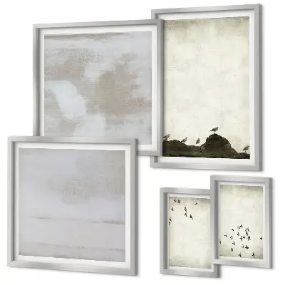 Wanddecoratie compositie Minimalistische vogels in vlucht