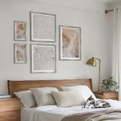 Set van moderne schilderijen met marmersteen textuurpatronen