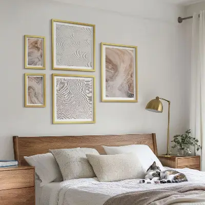Set van moderne schilderijen met marmersteen textuurpatronen
