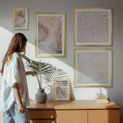 Set van moderne schilderijen met marmersteen textuurpatronen