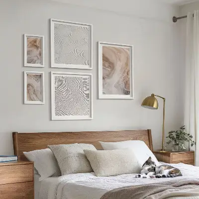 Set van moderne schilderijen met marmersteen textuurpatronen