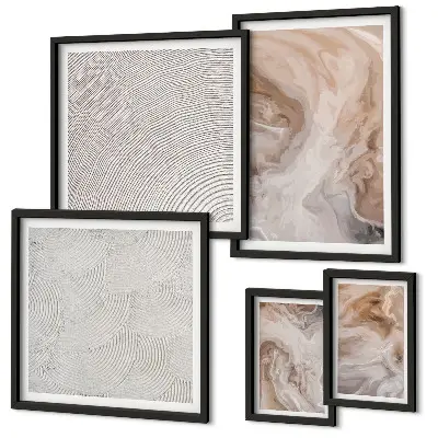 Set van moderne schilderijen met marmersteen textuurpatronen