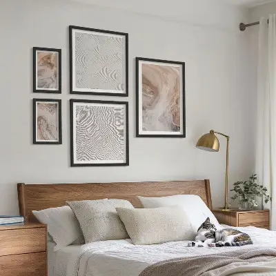 Set van moderne schilderijen met marmersteen textuurpatronen