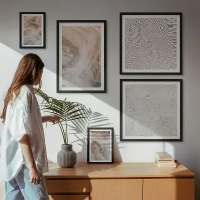 Set van moderne schilderijen met marmersteen textuurpatronen