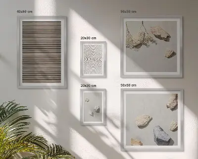 Wanddecoratie compositie natuurlijke texturen met hout en stenen
