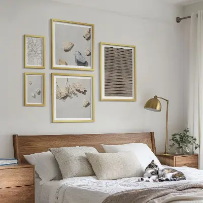 Wanddecoratie compositie natuurlijke texturen met hout en stenen