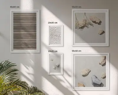 Wanddecoratie compositie natuurlijke texturen met hout en stenen