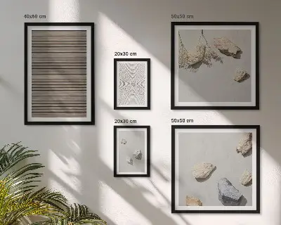 Wanddecoratie compositie natuurlijke texturen met hout en stenen