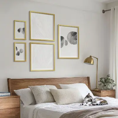 Abstract schilderij met verfvlekken set van moderne schilderijen