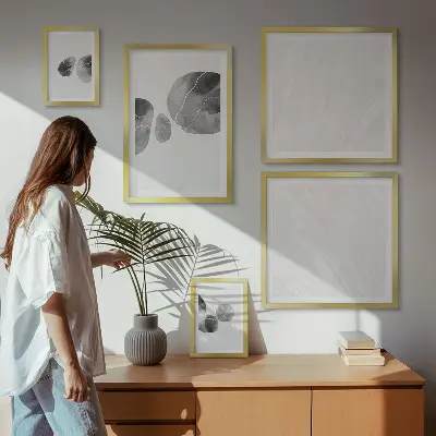 Abstract schilderij met verfvlekken set van moderne schilderijen