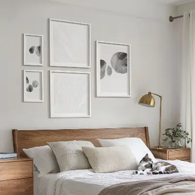 Abstract schilderij met verfvlekken set van moderne schilderijen