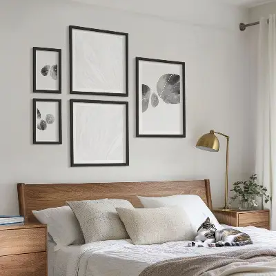 Abstract schilderij met verfvlekken set van moderne schilderijen